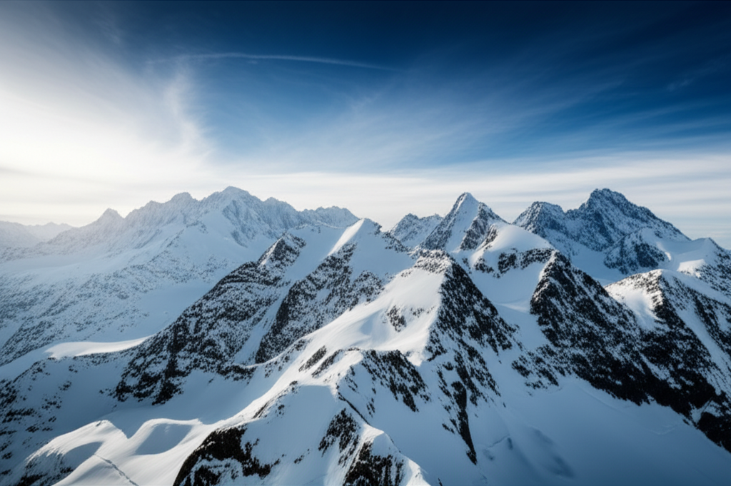 Majestic snow-covered mountains representing BIT256's vision and strength
